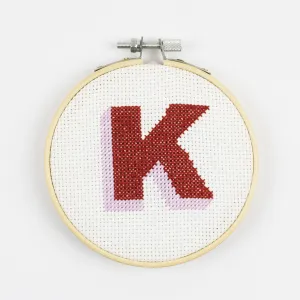 Drop Shadow Alphabet Cross Stitch Kit (Red   Lilac   Mustard   Lemon)