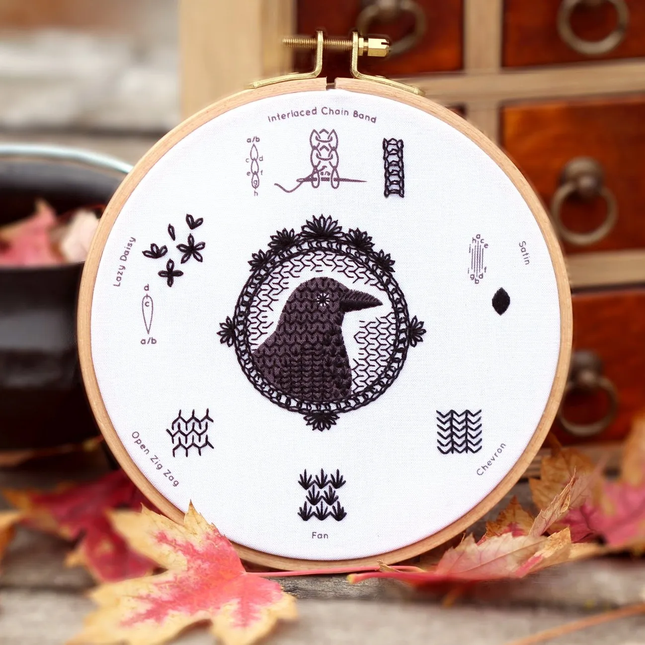 Embroidery Sampler Kit: Crow