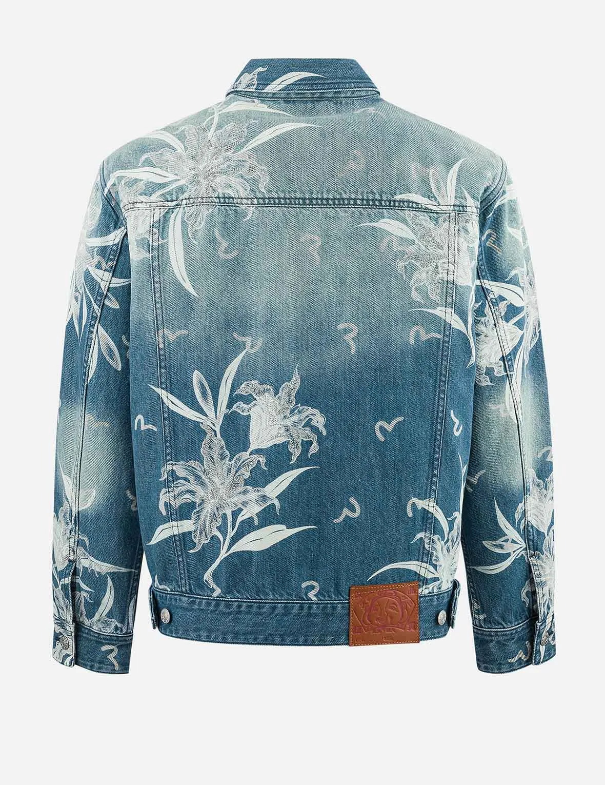 Floral and Seagull Embroidery Relax Fit Denim Jacket