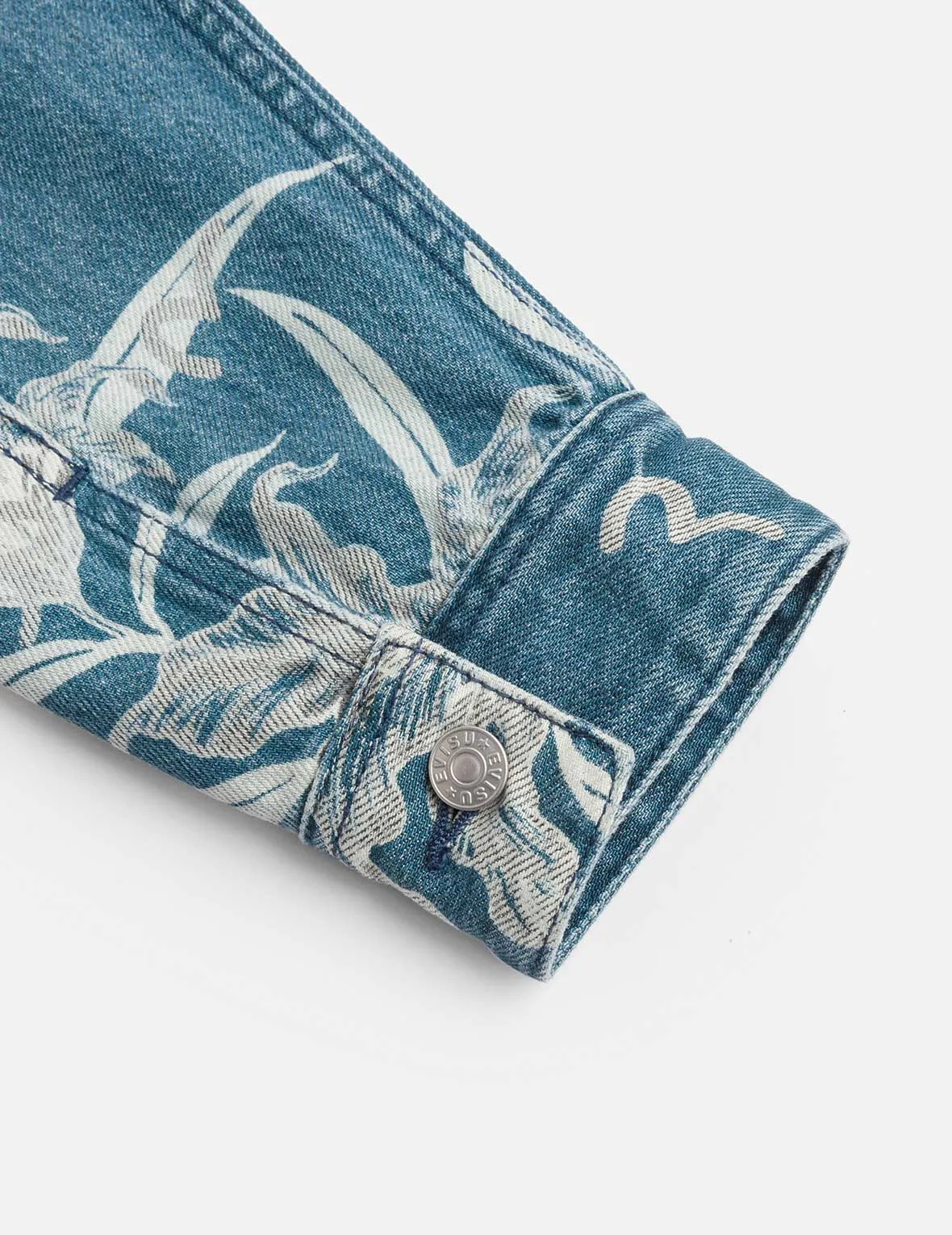 Floral and Seagull Embroidery Relax Fit Denim Jacket