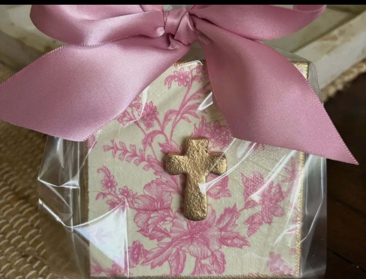 Gold gilded cross with fabric canvas