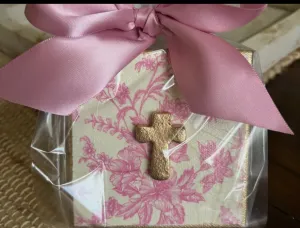 Gold gilded cross with fabric canvas