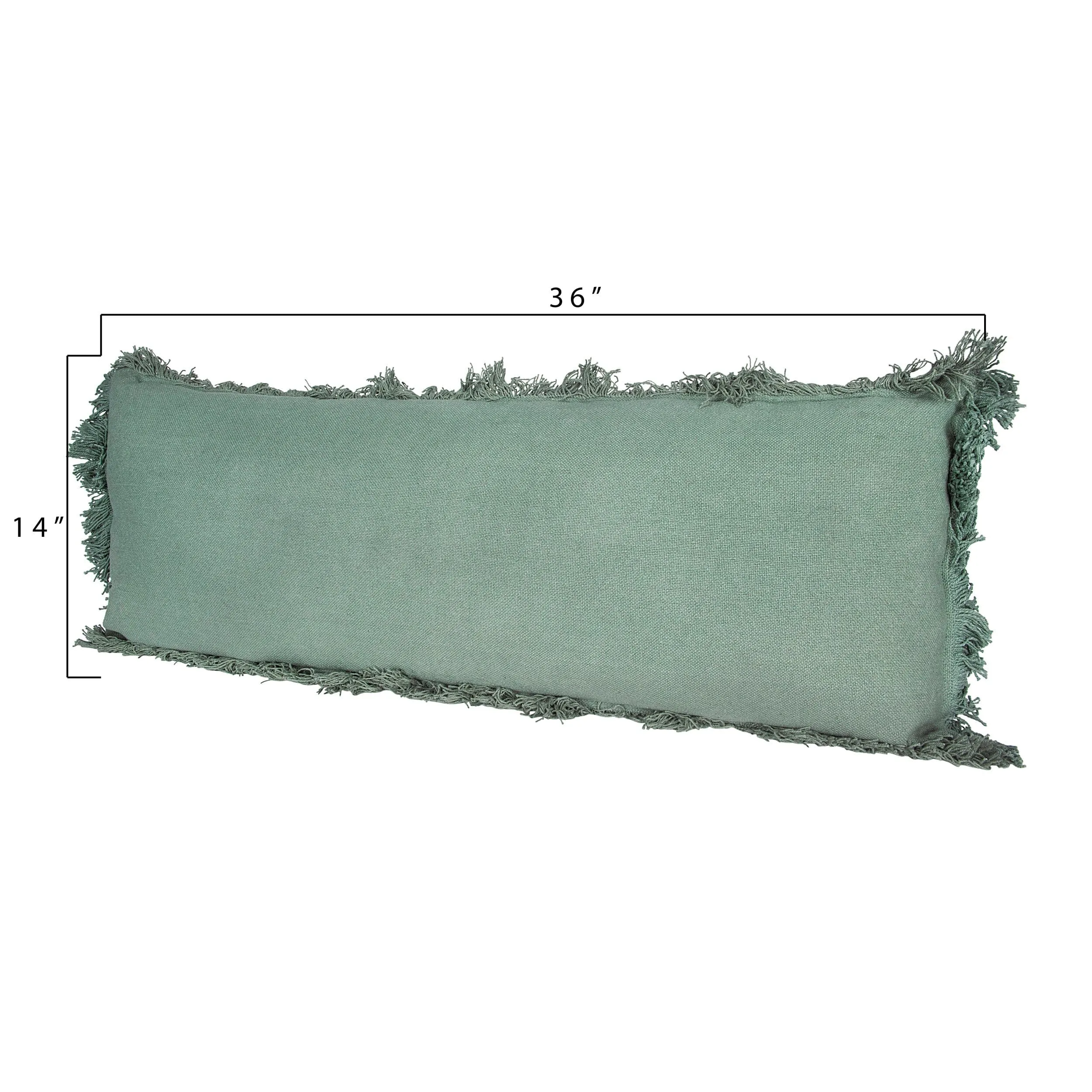 Green Cotton Pillow with Tassels