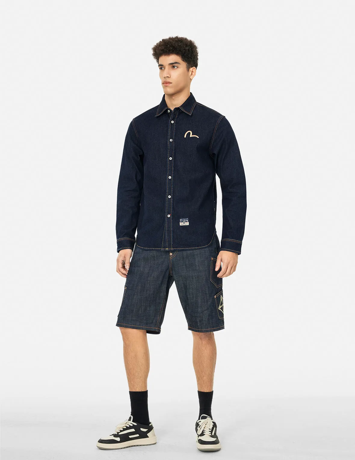 Hakutaku Daicock Printed Regular Fit Denim Shirt