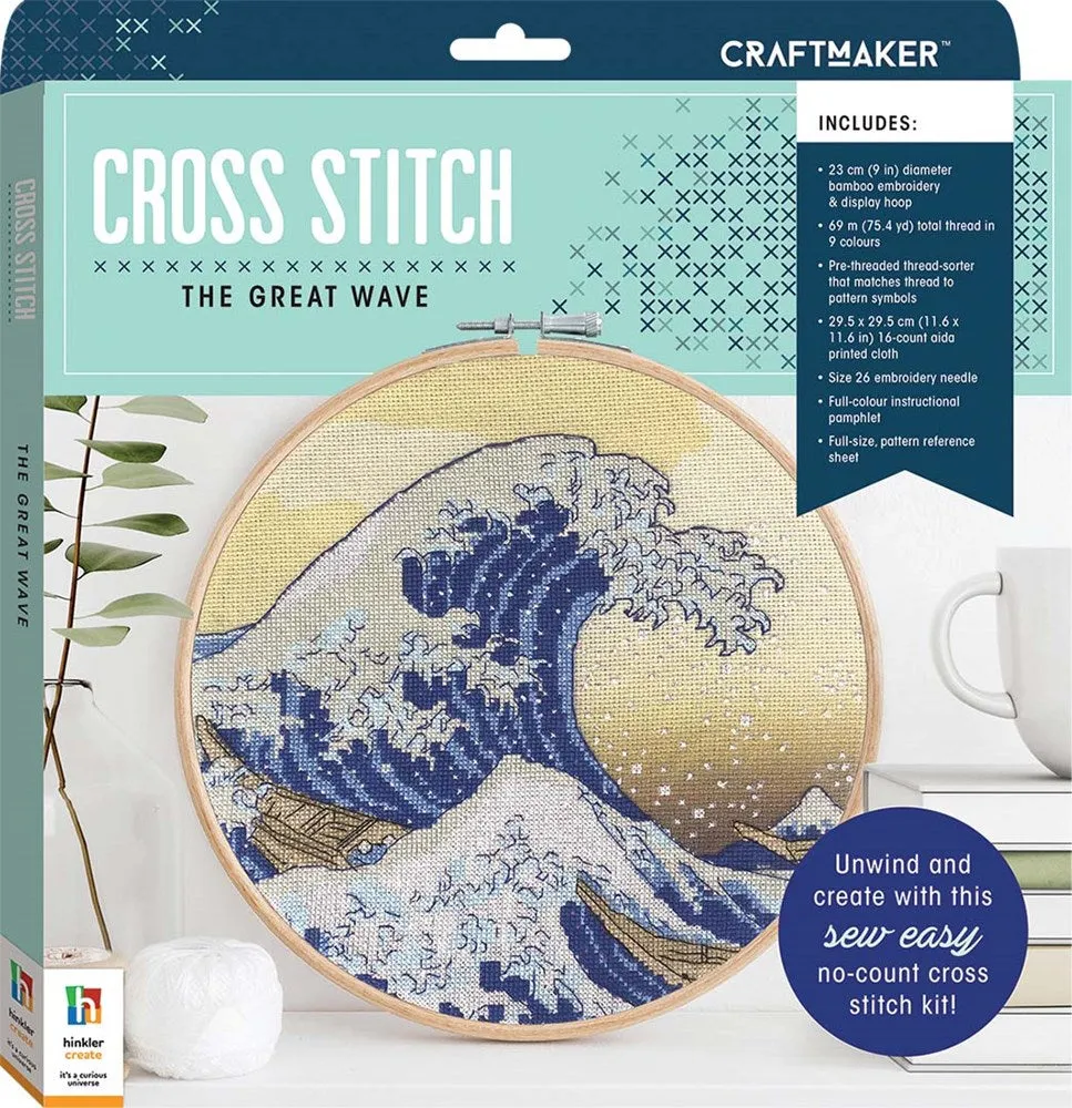 Hinkler Craft Maker Cross-stitch Kit: The Great Wave Off Kanagawa
