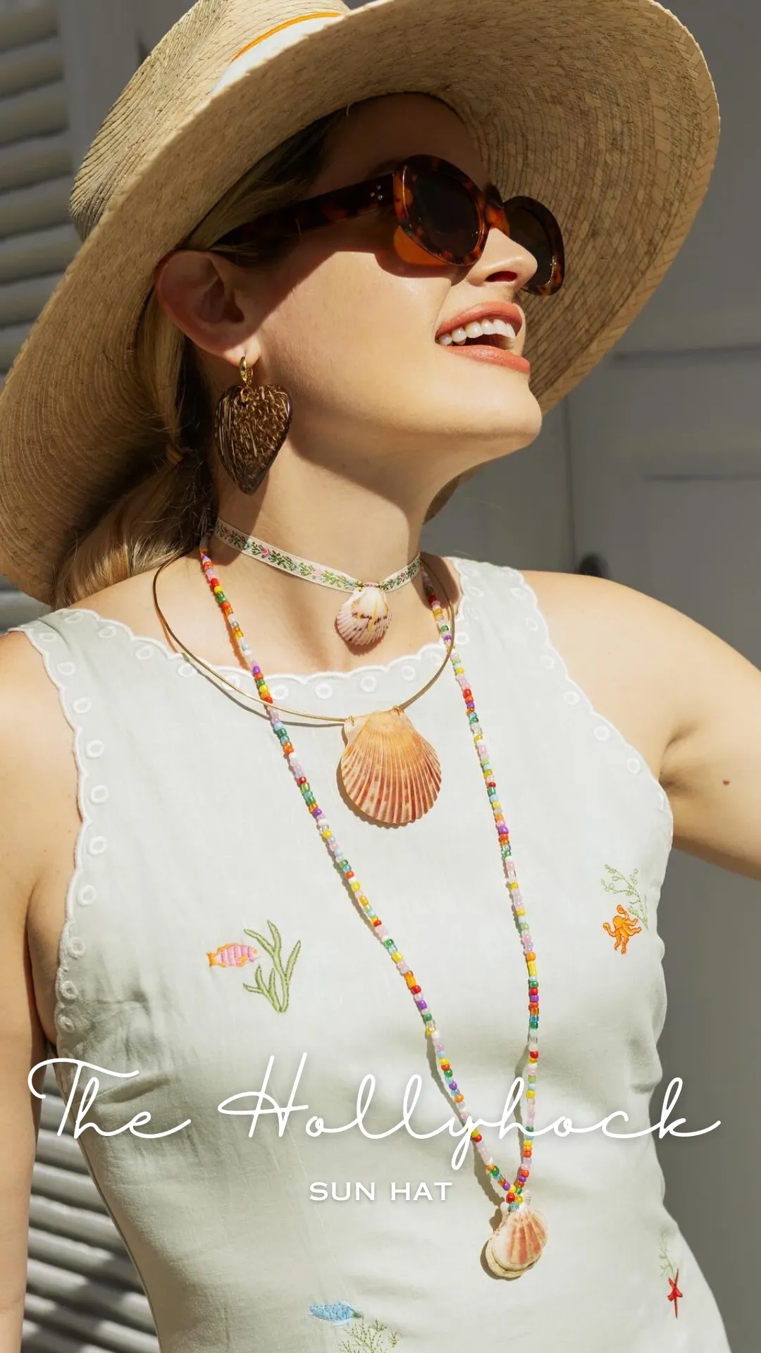 Hollyhock Sun Hat - Vintage Antique Rose Cross-Stitch Short Ribbon