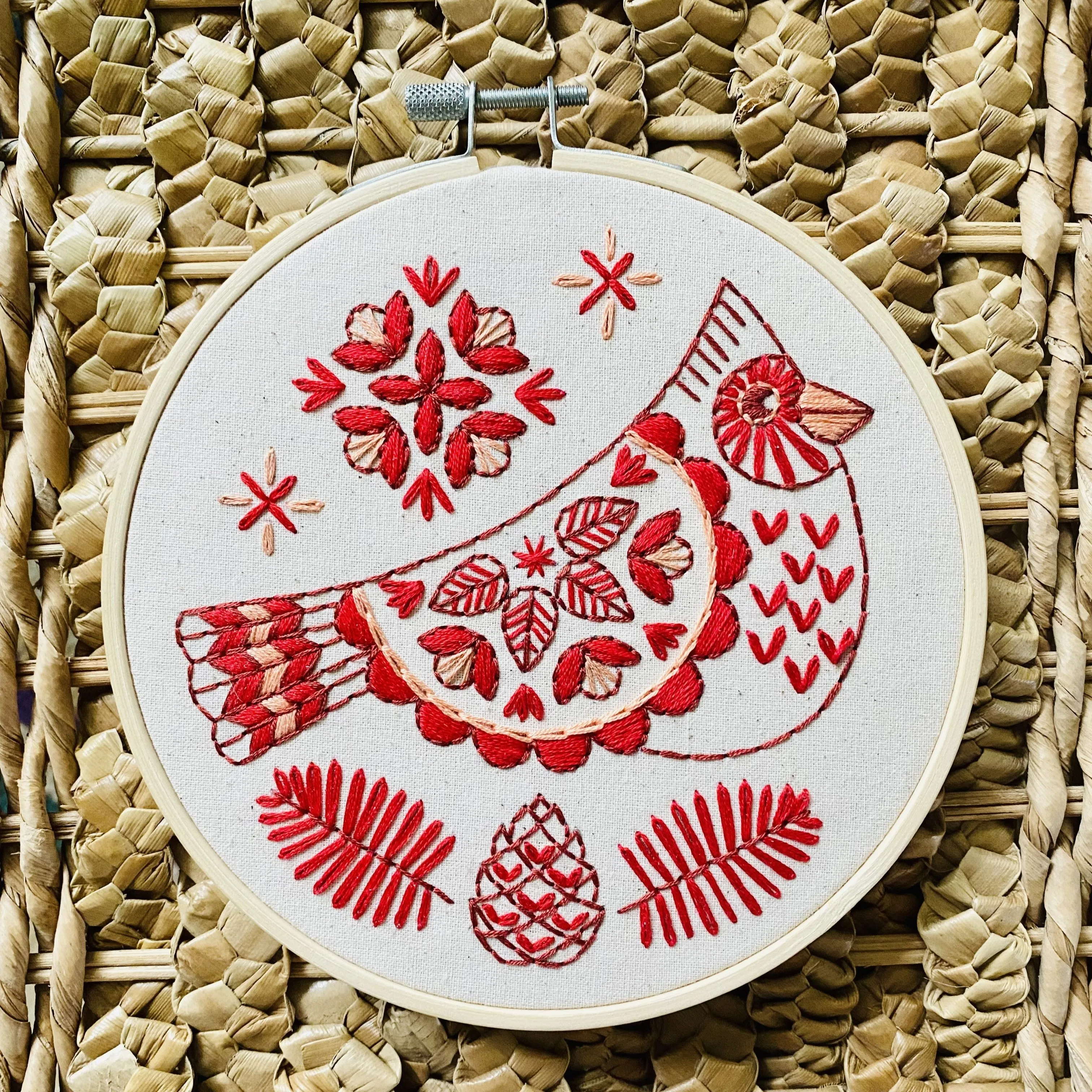 Hook, Line & Tinker - Folk Cardinal Complete Embroidery Kit