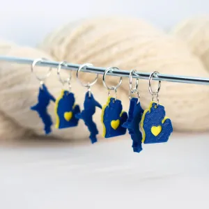 Michigan Stitch Markers – Maize & Blue (Michigan Fans)