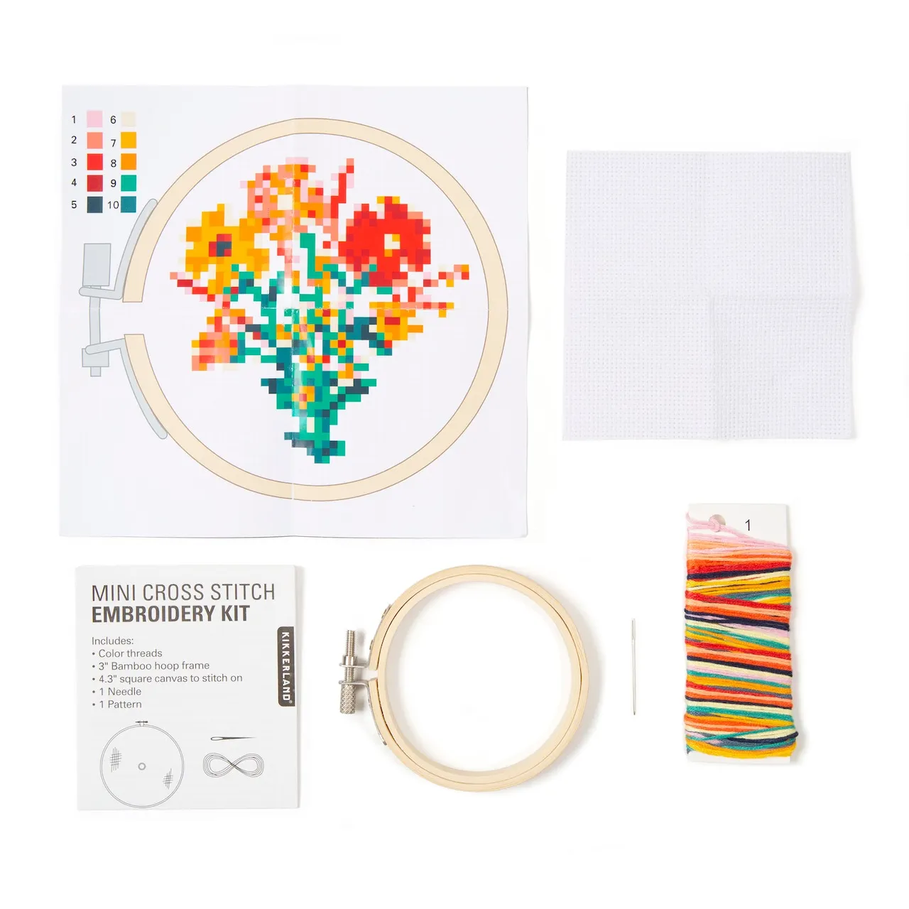 Mini Cross Stitch Embroidery Kit - Flowers