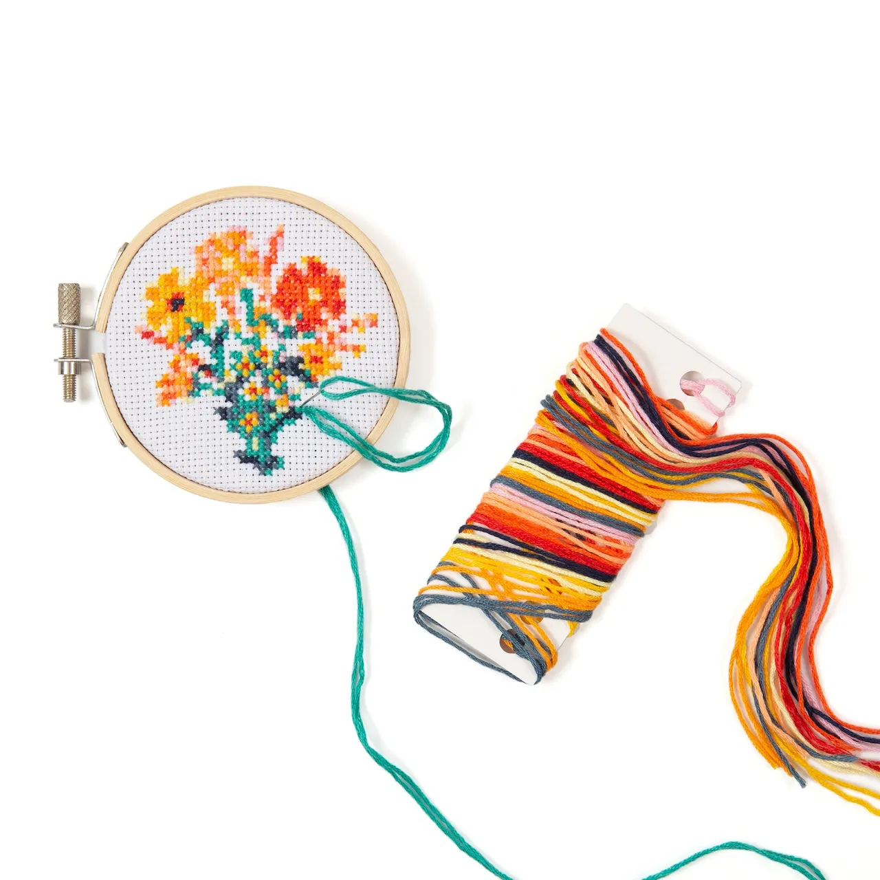 Mini Cross Stitch Embroidery Kit - Flowers