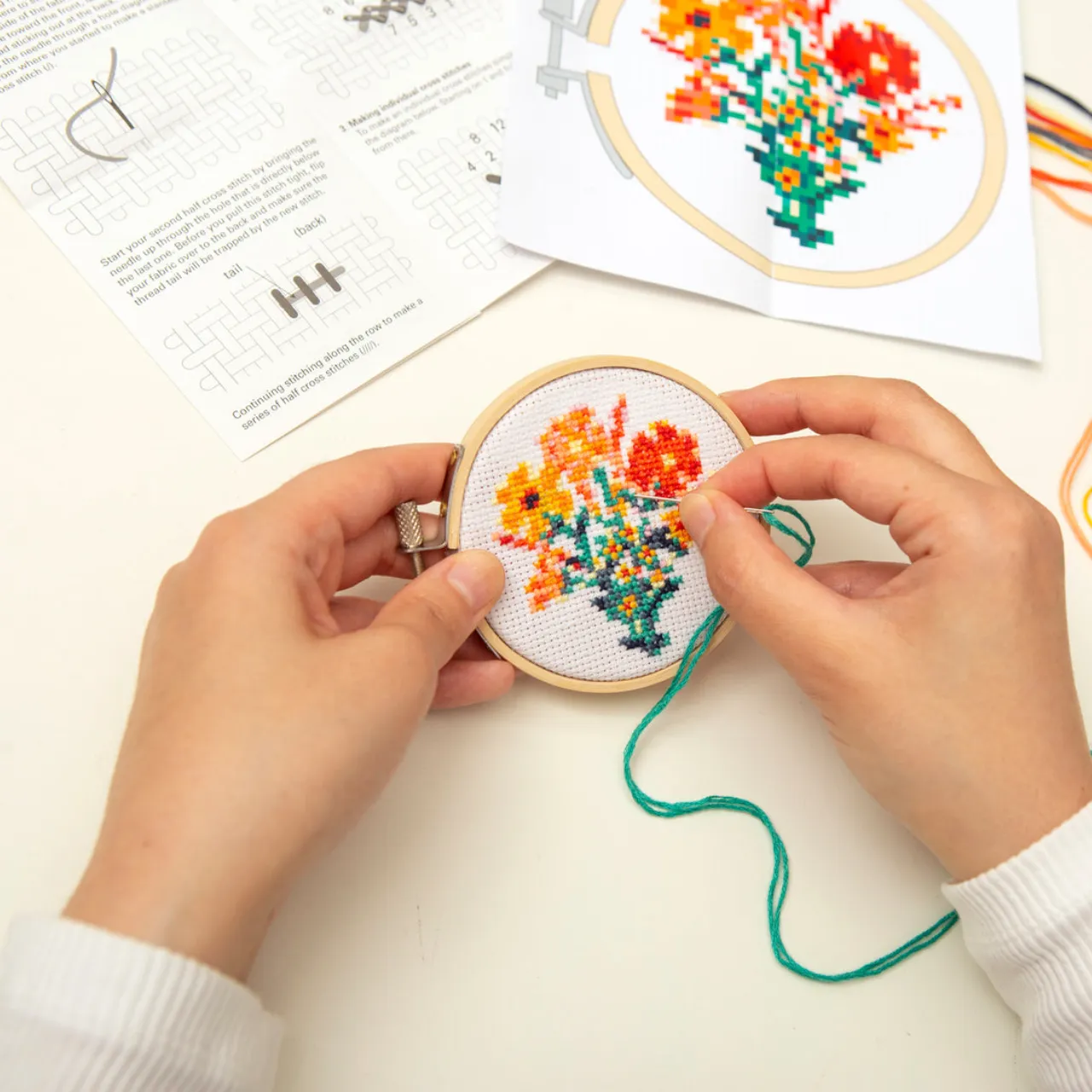 Mini Cross Stitch Embroidery Kit - Flowers