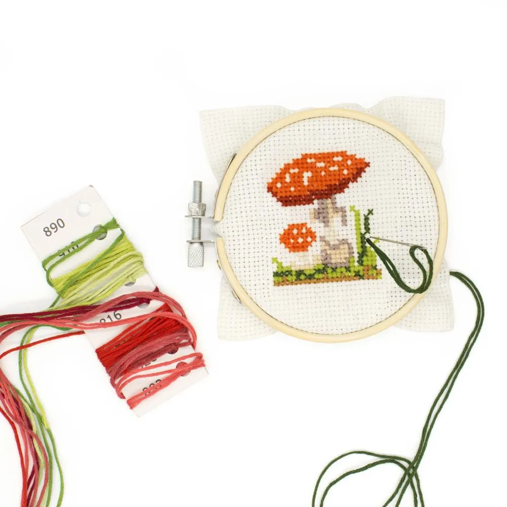 Mini Cross Stitch Embroidery Kit (Mushroom)