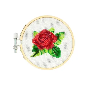 Mini Cross Stitch Embroidery Kit (Rose)