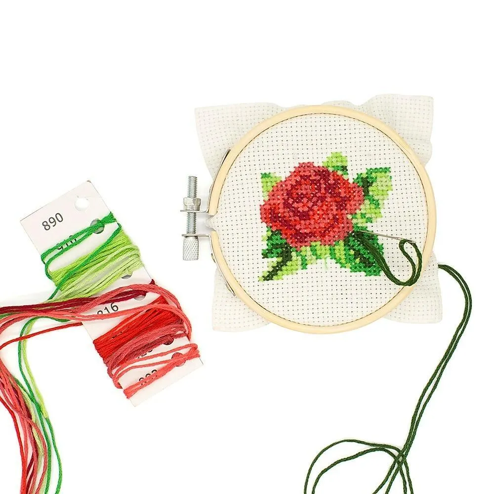 Mini Cross Stitch Embroidery Kit (Rose)