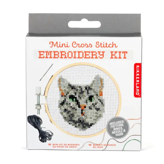 Mini Cross Stitch Embroidery Kit (Tabby Cat)