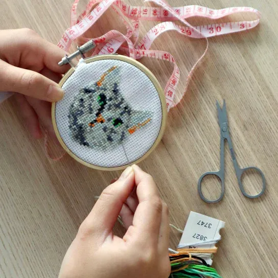 Mini Cross Stitch Embroidery Kit (Tabby Cat)