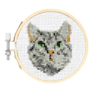 Mini Cross Stitch Embroidery Kit (Tabby Cat)