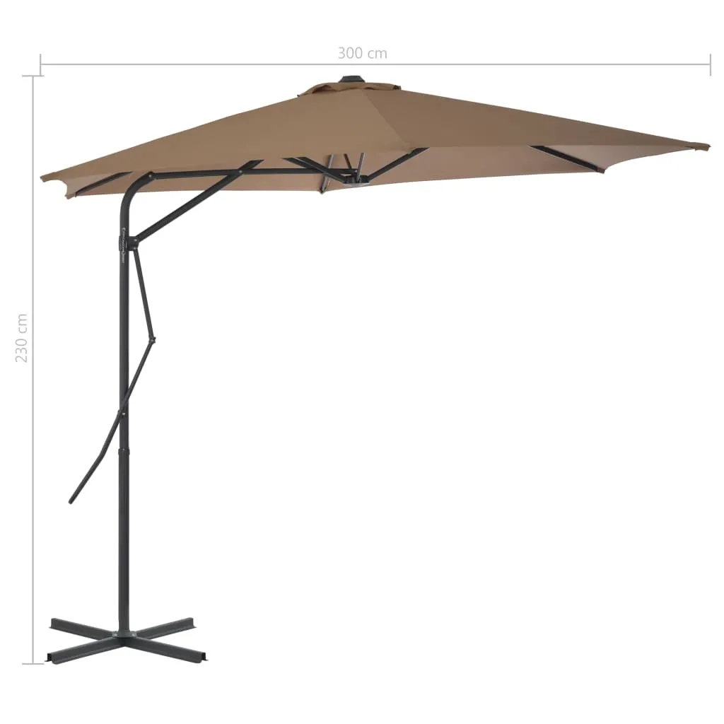 Outdoor Parasol with Steel Pole 300 cm Taupe