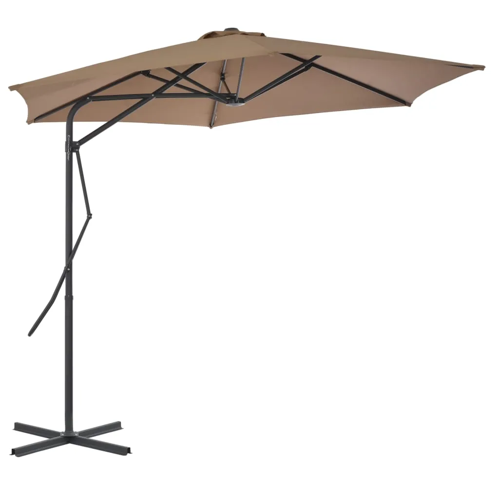 Outdoor Parasol with Steel Pole 300 cm Taupe