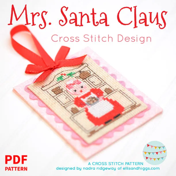 Pattern, Mrs. Santa Claus Cross Stitch Design by Ellis & Higgs (digital download)
