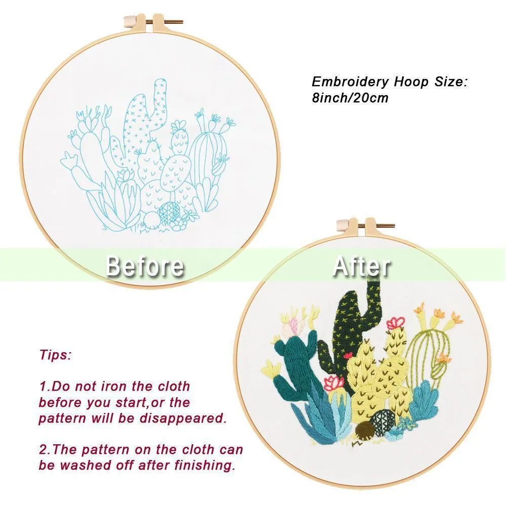 Peach Blossom & Deer Thread Painting Hand Embroidery Kit 8”