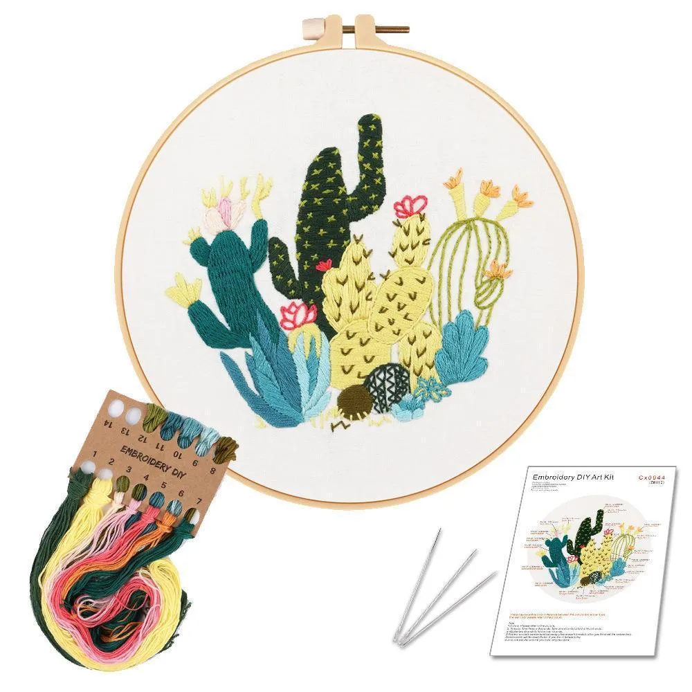 Peach Blossom & Deer Thread Painting Hand Embroidery Kit 8”