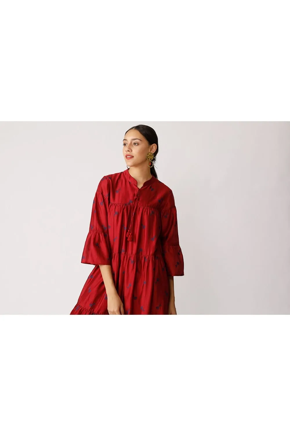 Twister Embroidered Tiered Dress