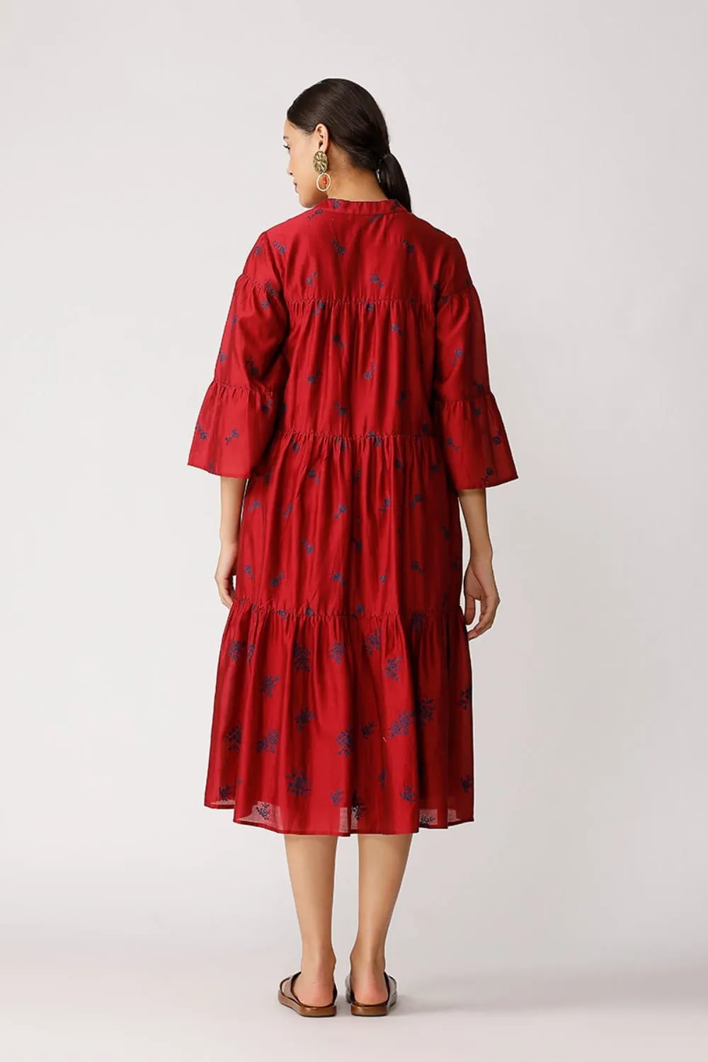 Twister Embroidered Tiered Dress