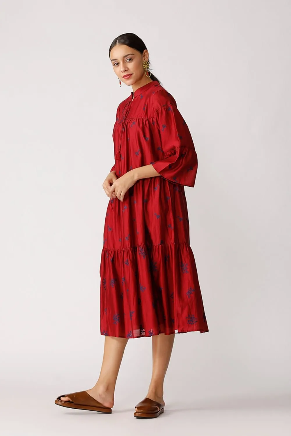 Twister Embroidered Tiered Dress