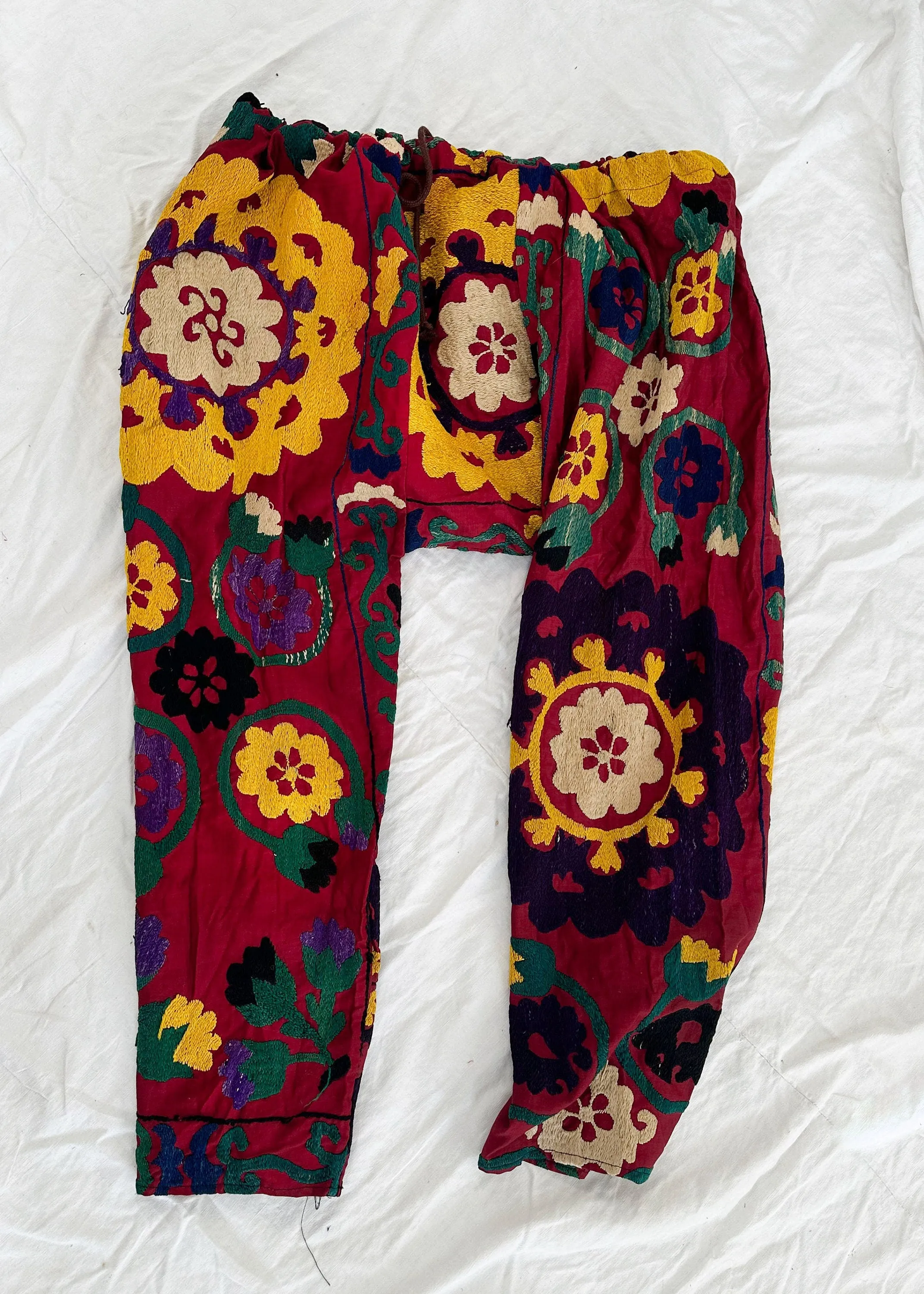 Vintage 60s Uzbek Suzani Silk Embroidered Pants! Amazing!!