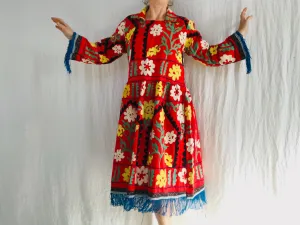 Vintage Uzbek Suzani Silk Embroidered Dress