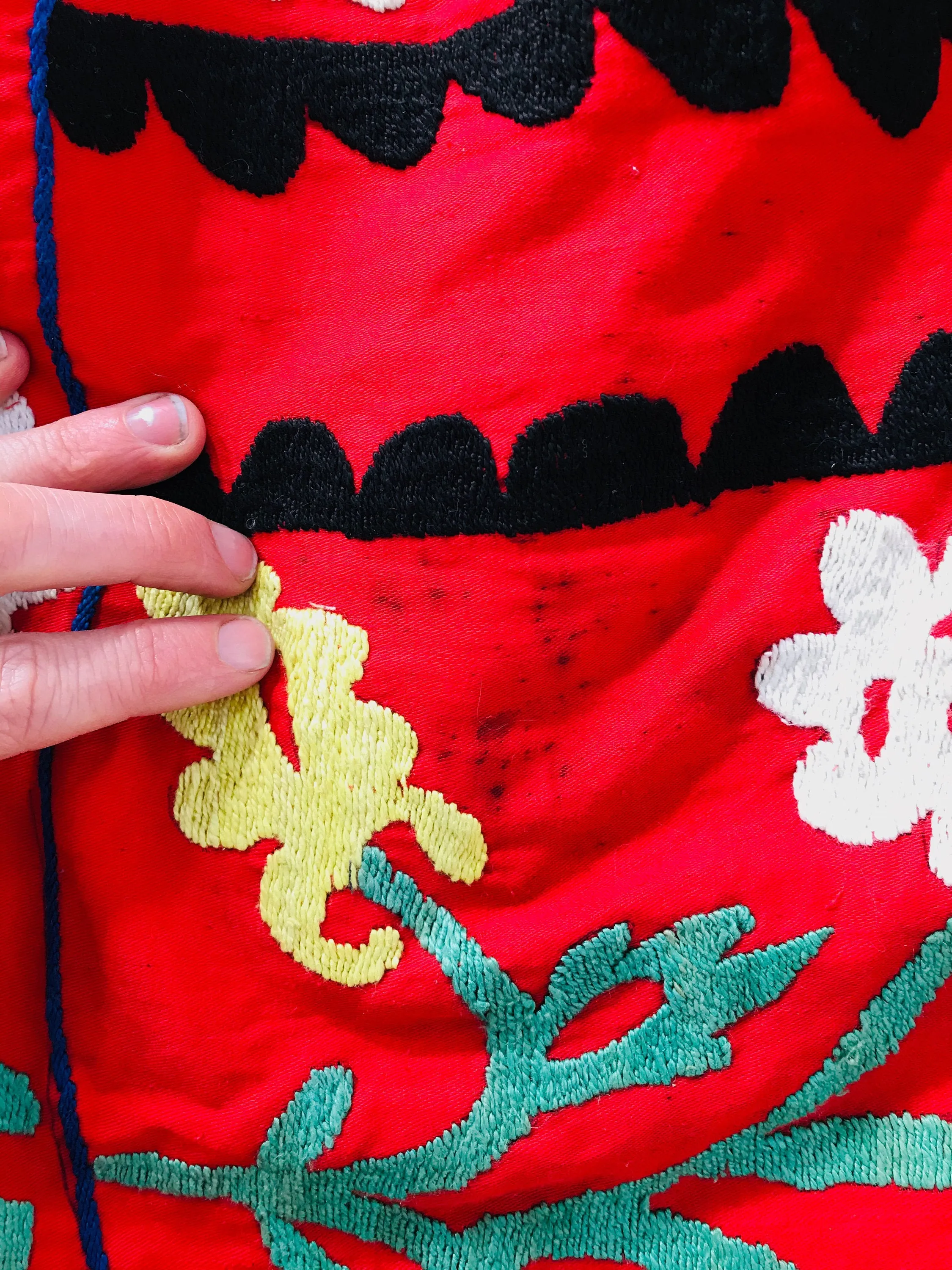 Vintage Uzbek Suzani Silk Embroidered Dress