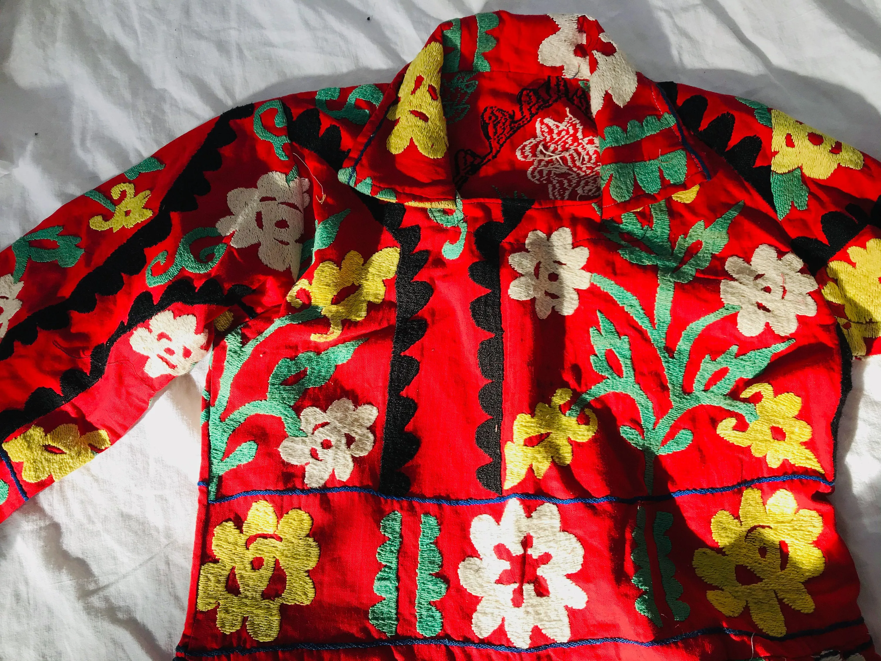 Vintage Uzbek Suzani Silk Embroidered Dress