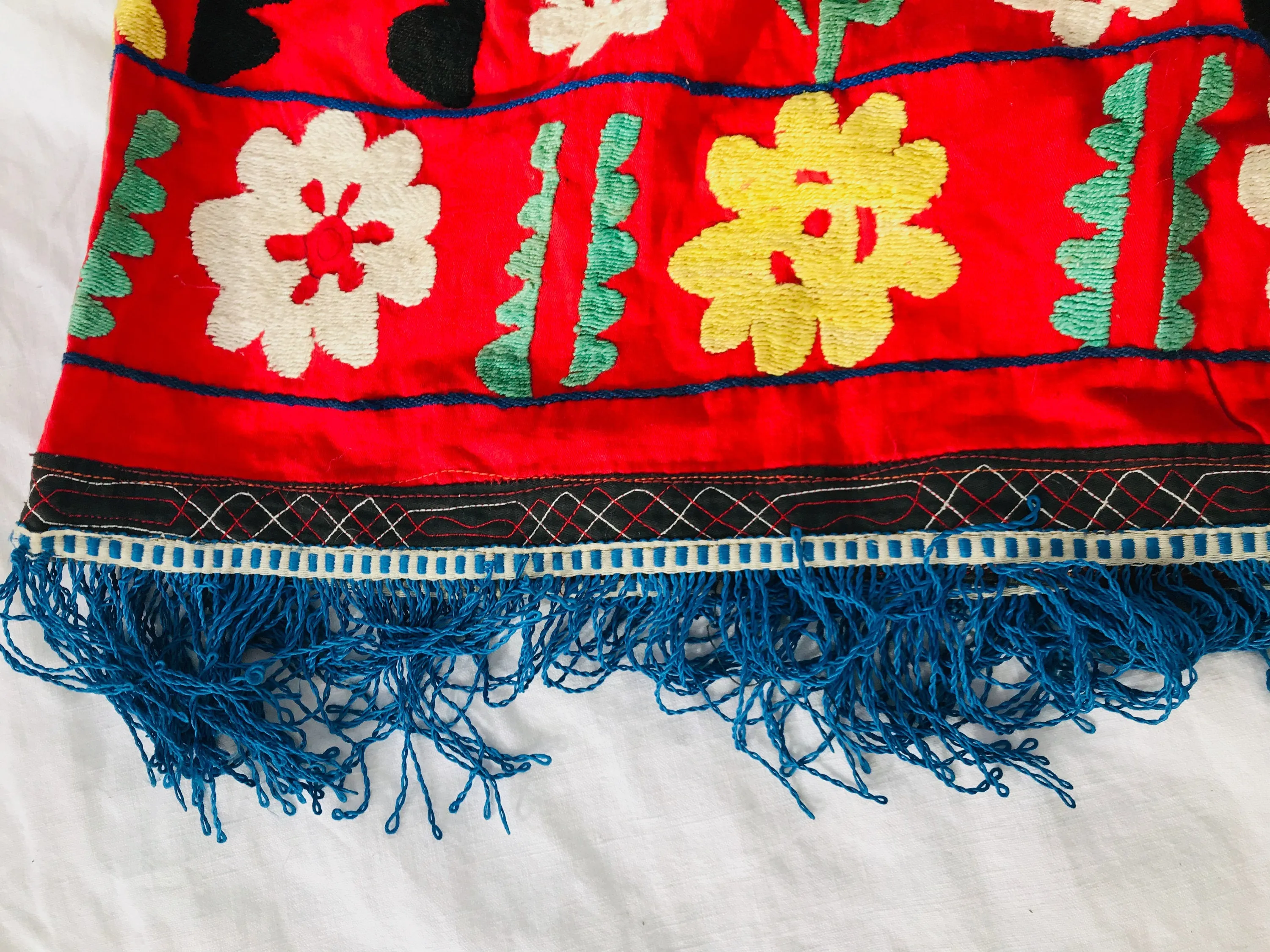 Vintage Uzbek Suzani Silk Embroidered Dress