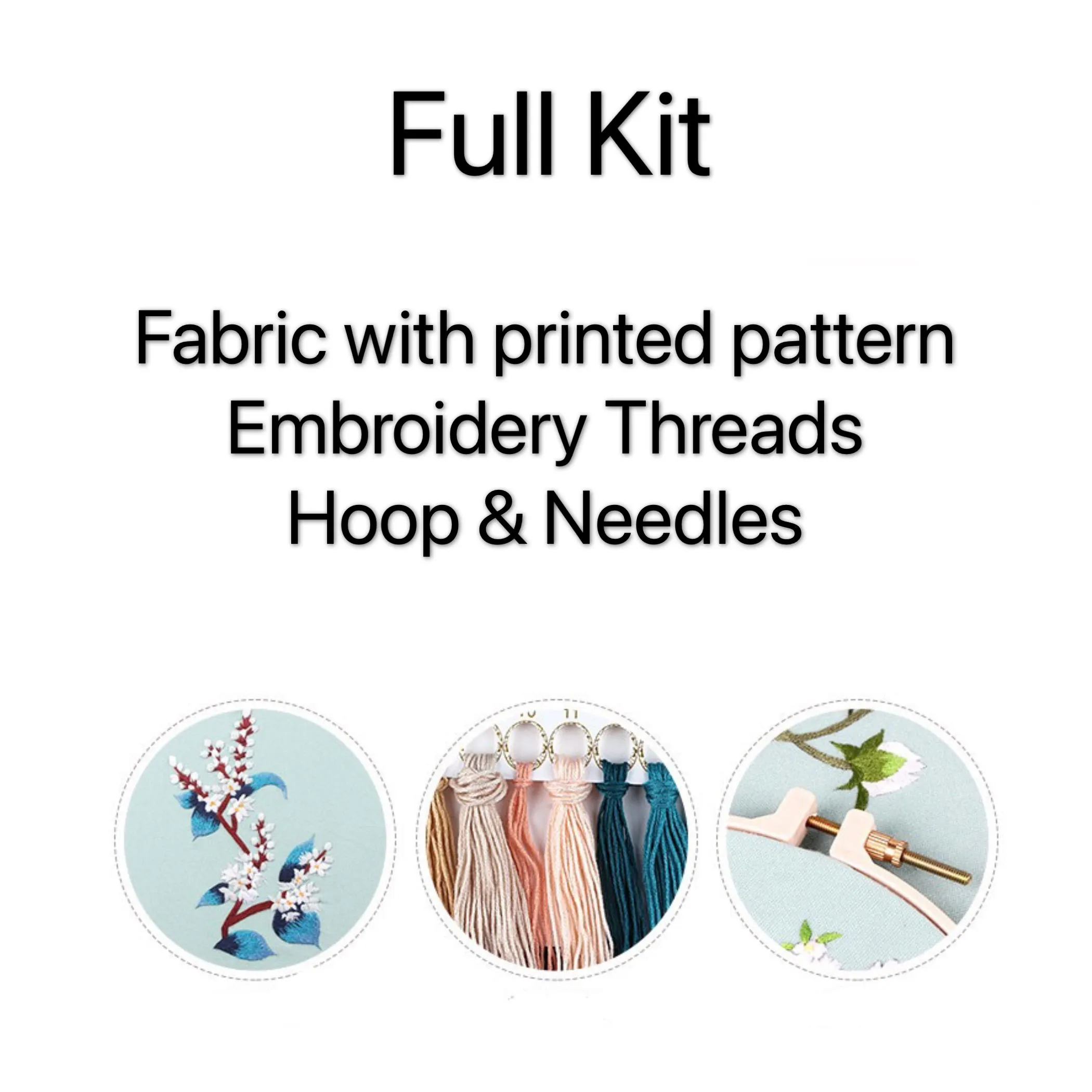 White Roses Intermediate  Hand Embroidery Kit