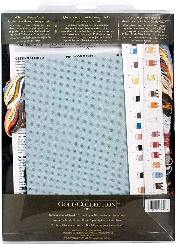 Dimensions Gold Collection Counted Cross Stitch Kit, Winter Cabin, 16-Count Grey Aida (70-08976)