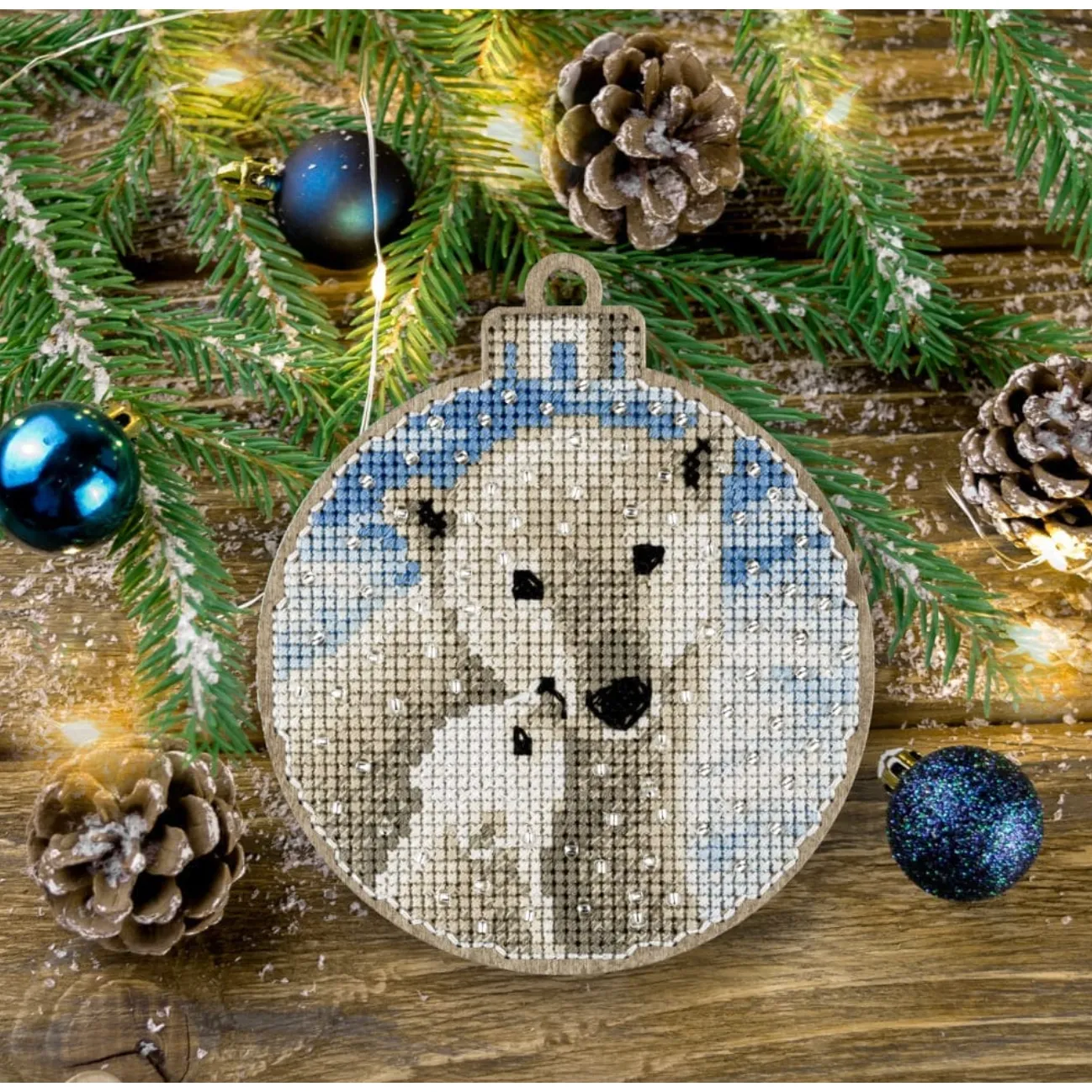 Wonderland | Polar Bear Cross Stitch Kit on Wood FLW-016