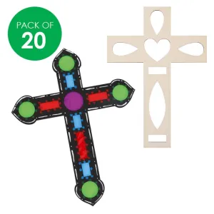 Wooden Stained Glass Crosses - Pack of 20