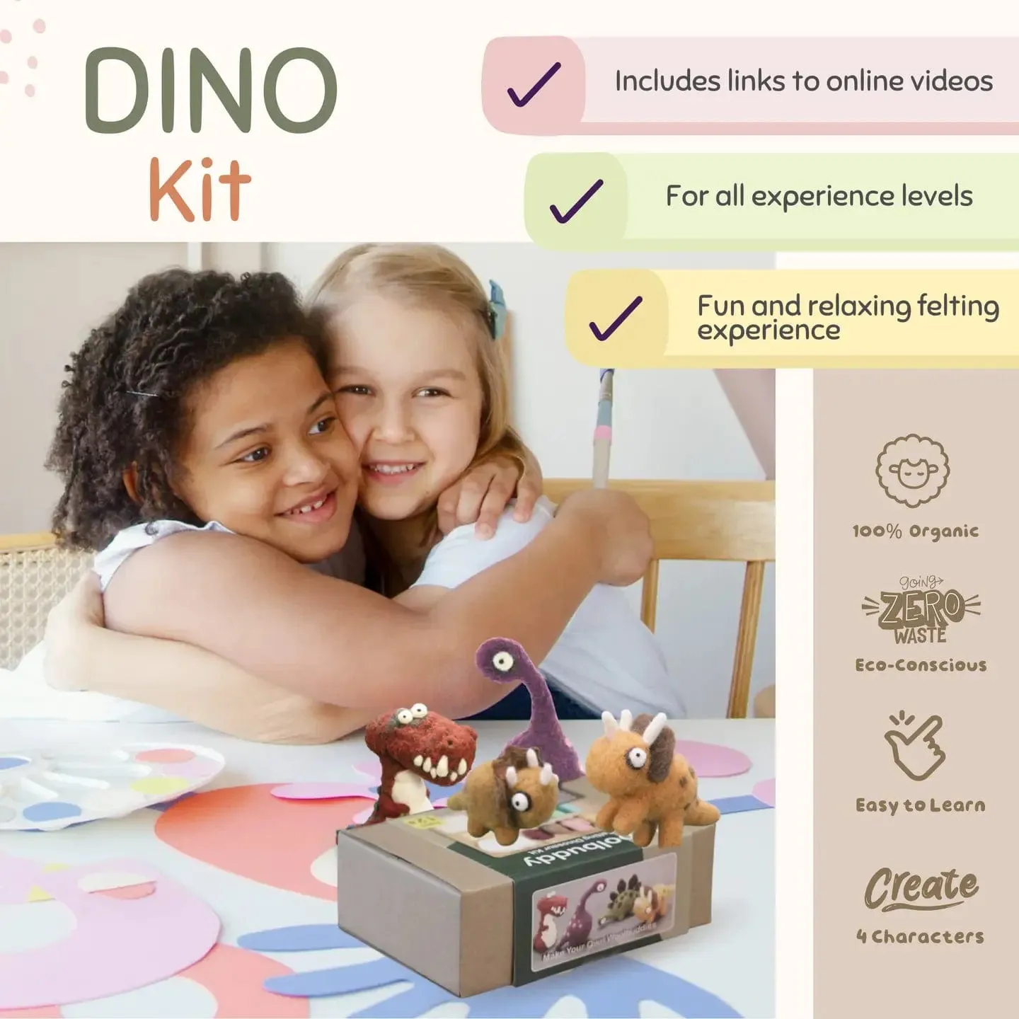 Woolbuddy Dinosaur Needle Felting Kit