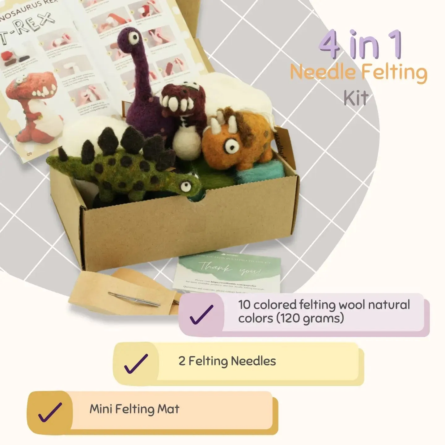 Woolbuddy Dinosaur Needle Felting Kit